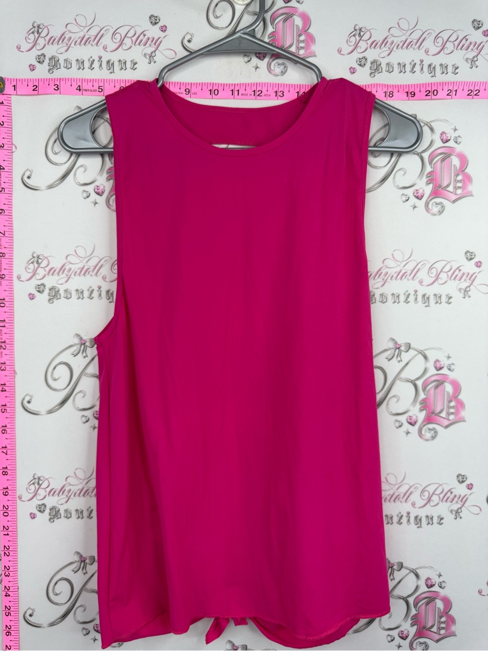 Tank top open back pink Sleeveless Scoop Neck Top - Hot Pink